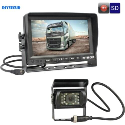DIYSECUR AHD 7" IPS LCD Car Monitor Rear View Monitor Waterproof IR 960P AHD LED Camera With Video Recording