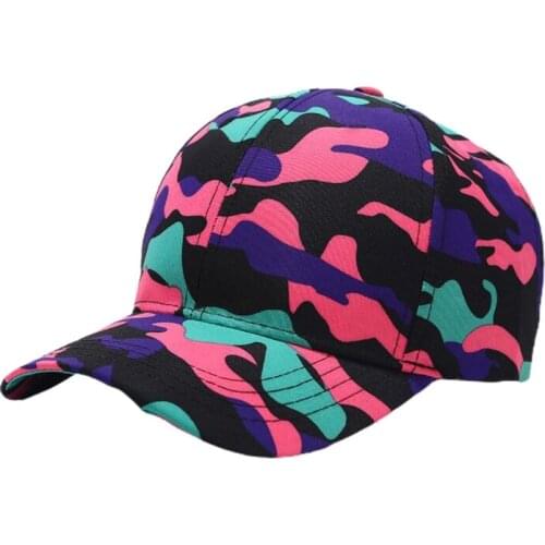 Women Men Bright Contrast Colored Camouflage Baseball Cap Harajuku Hip Hop Street Summer Outdoor Adjustable Snapback Hat