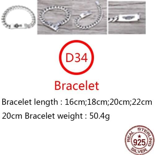 D34 S925 sterling silver bracelet personality retro simple wild shape cross jewelry punk hip-hop style 2020 new hot