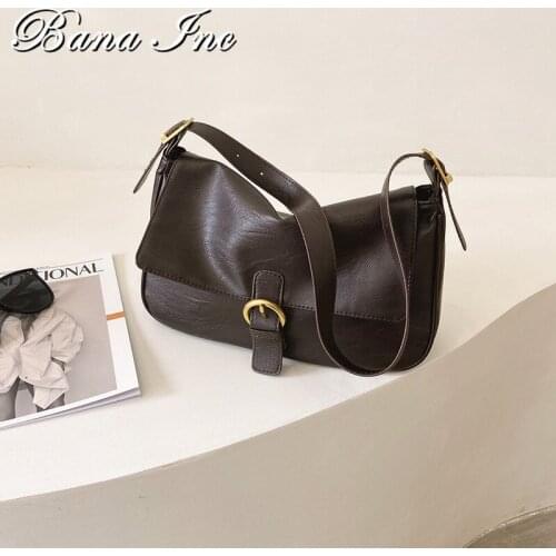 Retro Handbag And Purse Womans Bag Soft Leather Armpit Bags For Women 2021 Small Clutches Solid Color Ladies Shoulder Pack