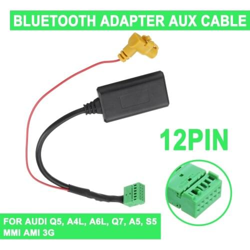 For Audi Q5 A4L A6L Q7 A5 S5 12 Pin Car Wireless MMI AMI 3G bluetooth AUX Cable Adapter Auto AUX-IN Audio Radio Stereo Input