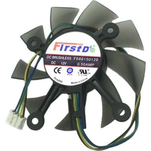 FD8015U12S diameter 75mm DC 12V 0.5A 4 line computer cooler Fan radiator for Radeon HD 7770 8600 9800g video Graphics Card