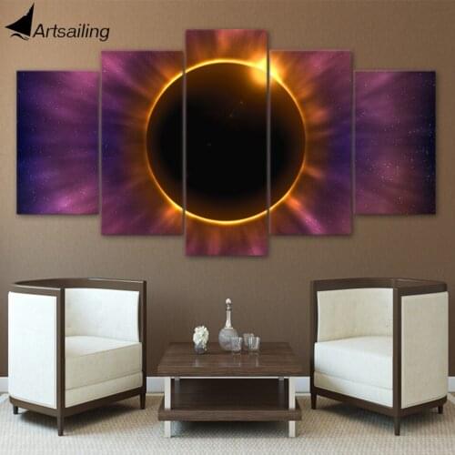 HD Printed 5 Piece Canvas Art Solar Eclipse Modern Canvas Prints Wall Pictures for Living Room Free Shipping NY-7505B