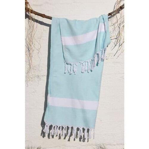Cotton 100x180 cm Peshtemal Beach Towel Jacquard Mint Color Quality Light