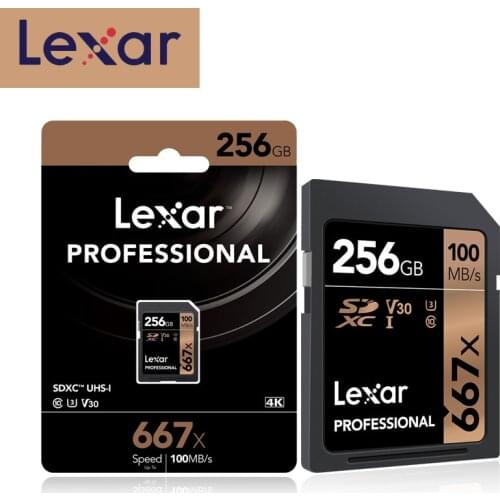 New Lexar SD Memory Flash Card 256GB SDXC U3 UHS-I Cards 100MB/s Class 10 667X tarjeta sd For 3D 4K video Digital SLR/HD camera