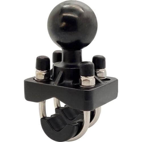 Double U-Bolt Motorcycle Bike Handlebar Rail Mount Base with 1.5 Inch Ball for Gopro Camera for Garmin for Sony