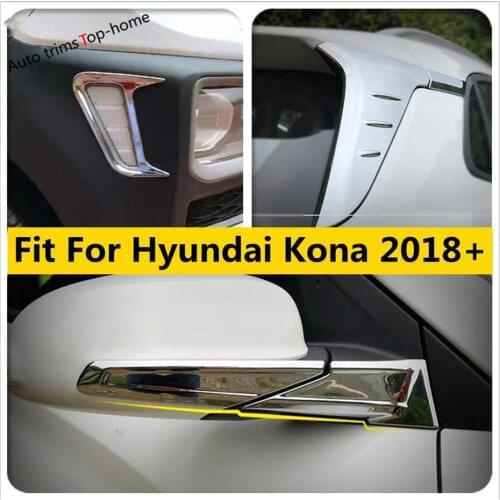 Yimaautotrims Chrome Exterior Refit Kit For Hyundai Kona 2018 2019 2020 Rearview Mirror / Rear Window Wing / Turning Lamp Cover