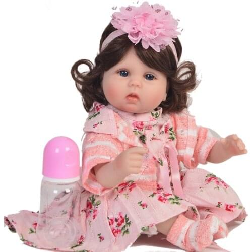 Curly hair girl reborn baby dolls toys 18"43cm soft silicone reborn baby dolls wiith plush doll gift accessories bebes reborn