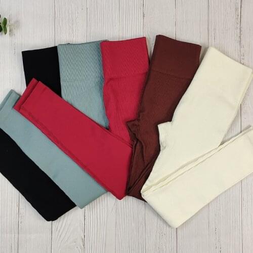 Ribbed Sports Tights Woman Seamless Yoga Leggings Push Up Fitness Yoga Pants Tummy Control Gym Legging Workout Athletics Leggins