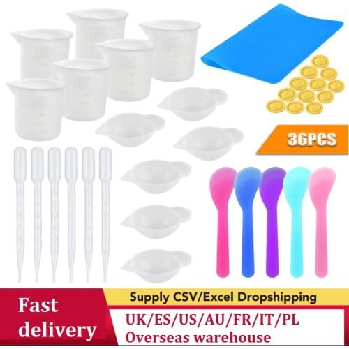 36pcs Silicone Resin Measuring Cups Tool Kit Jewelry Resin Casting Molds Tool for Making Handmade Craft