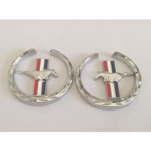 1pair 3D Metal Mustang Running Horse car emblem Side Fender Rear Bumper tail Trunk sticker Badge Decals styling Accessories