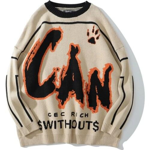 Harajuku Knitted Letter Sweaters Men Clothing Winter Pullover Men Sweater Fashion Oversize BF Clothes Hip Hop 2021 New Arrivals