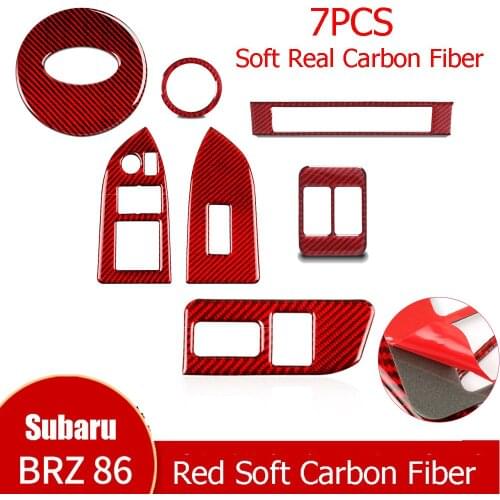 Soft Red Carbon Fiber Interior Decorative Trim Fit For Subaru BRZ Toyota 86 2013-2020