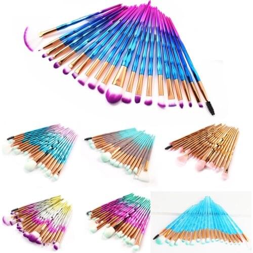 20Pcs Diamond Makeup Brushes Set Beauty Make Up Brush Tool Cosmetic Powder Foundation Blending Eye Shadow Eyebrow Eyelash Brush