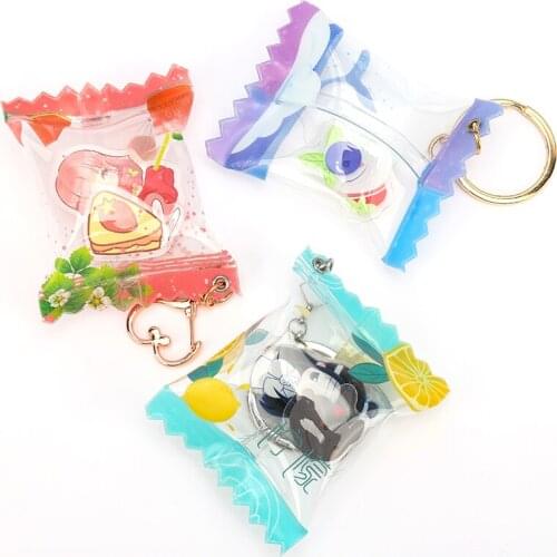New products Vograce candy shaker charm cartoon anime hologram acrylic keyring charm 3D soft rubber charm