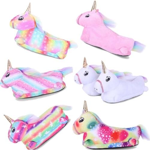 Winter New Flannel Soft Warm Animal Cartoon Paw Shoes Unicorn Slippers Baby Girls Slipper Childrens Slippers Unicorn Animals