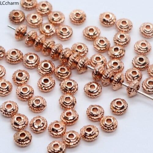 Wholesale 160pcs Rose Gold Alloy Small Oblate Charm Loose Spacer Beads 3x5mm DIY Jewelry Making