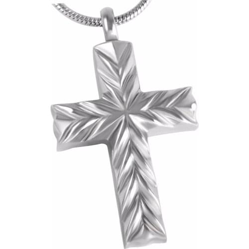 IJD8321 Never Fade Stainless Steel Keepsake CREMATION PENDANT,Wholesale Classic Design Silver Cross Urn Necklace Ashes Jewelry