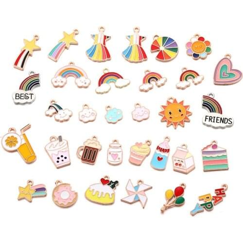 Enamel Charms for Jewelry Making Bulk Items Wholesale Lots Bracelet Making Kit 4pcs/lot Zinc Alloy Pendants Jewelry Making
