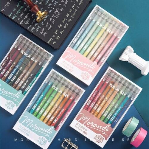 9Pcs Morandi Gray Pens Multi Color Gel Ink Pens Vintage Marker Liner 0.5mm Ballpoint Stationery Gift Office School