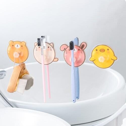 Bear Cartoon Toothbrush Holder Without Sticking Toothbrush Rack Toilet Shaver Organize Tooth Brush Storage for Kids