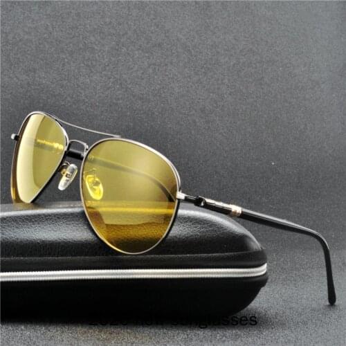 2020 New Night Vision Sunglasses Men Polarized Pilot Yellow Night Sight Car Driving Glasses Anti-glare Male Goggles UV400 NX