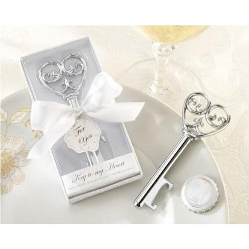 Wedding reception decorations/Opener in White Gift box 150 PCS/LOT Wedding favor- Key To My Heart Bottle Opener #A01