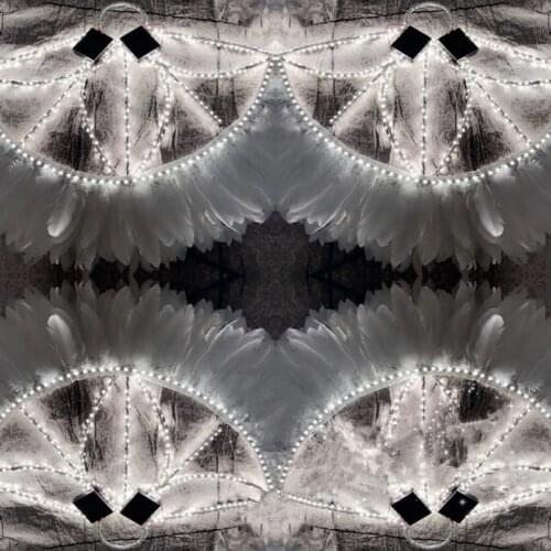 DC58 Ballroom dance led costumes lighted Feather fan white color bar party club catwalk performance wears catwalk model dj dress