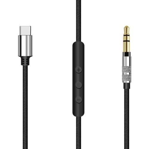 USB Type C Aux OFC Nylon Braided Cable Extension Cord For Sony WH-1000XM4 WH-1000XM3 WH-1000XM2 MDR-1AM2 MDR-XB950BT Headphones