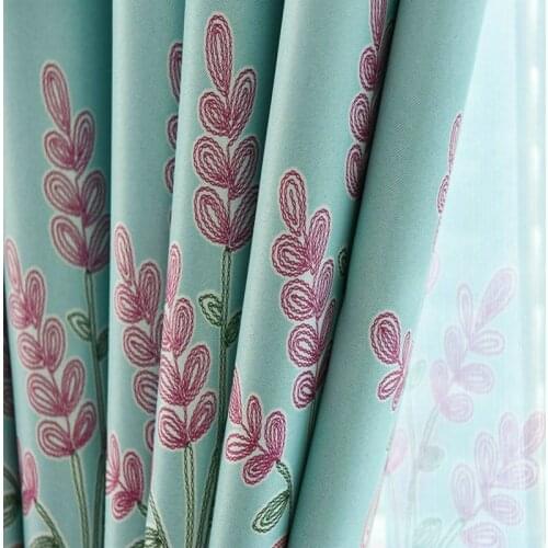 Blackout Curtains Pastoral Style Lavender Printed for Living Room Bedroom Window Tulle Fresh Style Home Decoration 3Colors Drape