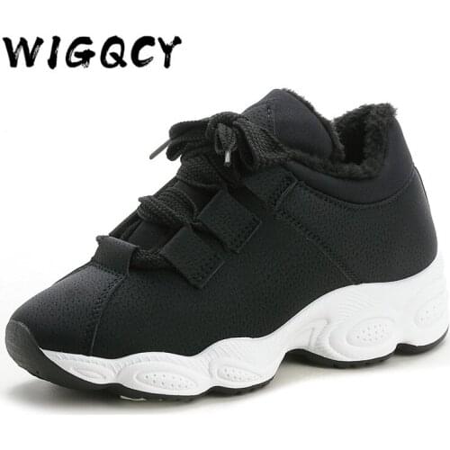 Womens Plush Fur Warm Casual Sneakers Winter Shoes Fashion Women Shoes Lace Up Female Boots Comfortable Platform Shoes Women