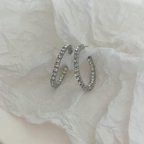 TIMEONLY Hyperbole Oversize Shinning Rhinestones Hoop Earrings for Women Girls Luxury Charms Earring Festival Gifts Accessories