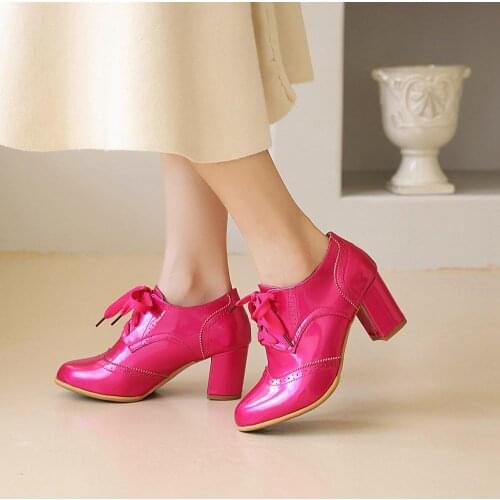 2021 New Black blue High Heels Shoes Women Pumps Fashion Patent Leather Platform Shoes Woman Round Toe Mary Jane Shoes Mujer