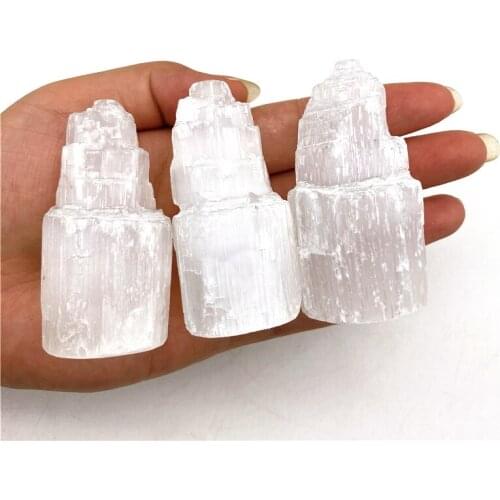1pc Natural Selenite Lamp Towers White Gemstones Ice Berg Hand Carved Selenite Towers Decor Reiki Natural Quartz Crystals