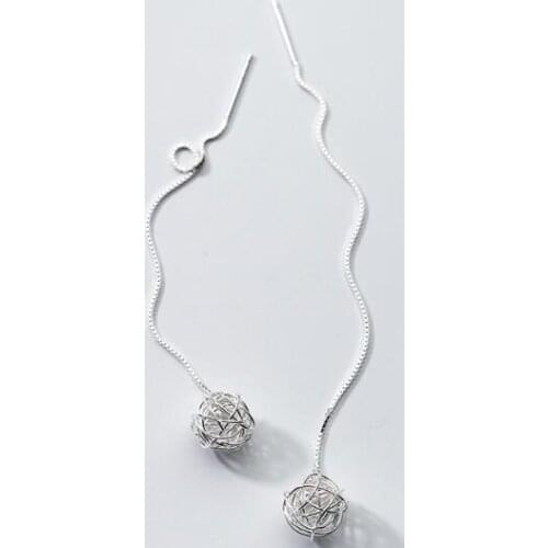 100% Real. 925 Sterling Silver Fine Jewelry Twisted Knot Love Threader Dangle earrings LONG gtle1888