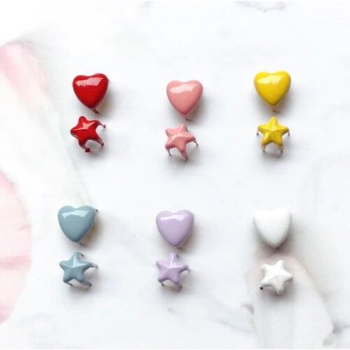200pcs 5mm 6mmSuper mini colorful star heart rivets bjd doll clothes accessories diy buttons for toy doll