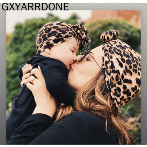 Leopard Headband Baby Hair Accessories Baby Flower India Hat Bandeau Bebe Fille Baby Girl Headbands Baby Round Top Turban Bows