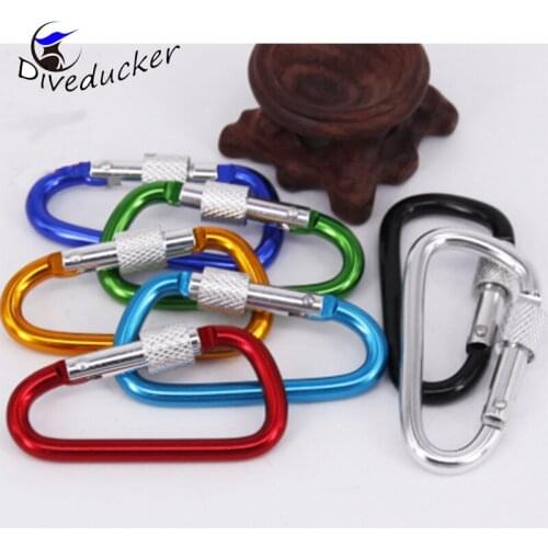 5pcs/lot Scuba diving Aluminum Alloy Carabiner colorful keychain handing clip secure lock carabiner Mountaineering buckle