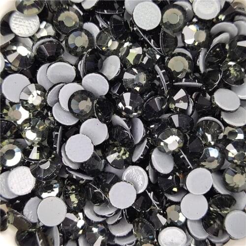 AAAA+Quality Black Diamond HotFix Rhinestones ss6 ss10 ss16 ss20 ss30 Iron On Flatback Hot Fix Rhinestones For Dance Dress