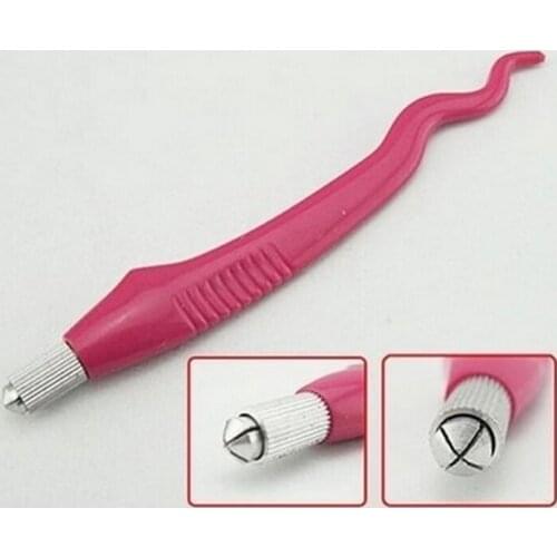 Free Shipping Snake Shape Microblading Pen Tebori Manual Tattoo Pen with 10pcs PCD 14 Blades For Permanent Makeup Eyebrow Tattoo