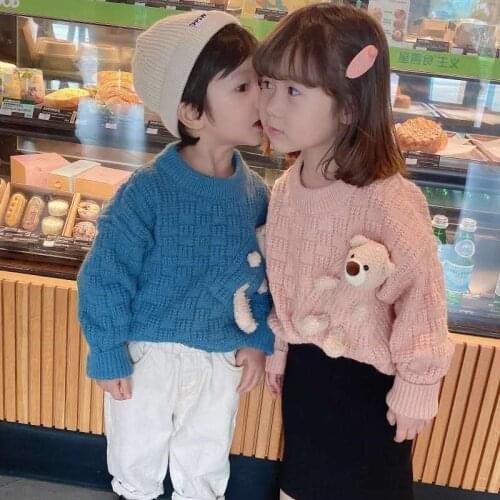 Baby Sweater Autumn Winter New Cartoon Bear Knitted 2021 Cute Pullover Soft Boy Girl Toddler Top