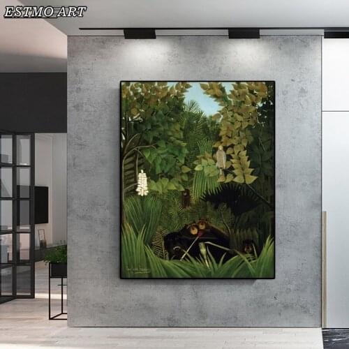 Canvas Painting Abstract Modern Landscape Green Tree Oil Painting By Henri Rousseau Poster Cuadros Wall Pictures For Living Room