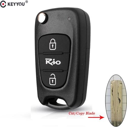 KEYYOU Remote Key Shell For KIA Rio 3 Buttons Flip Folding Car Key Fob Case Housing Replacement Cut/Uncut Blade Key Case