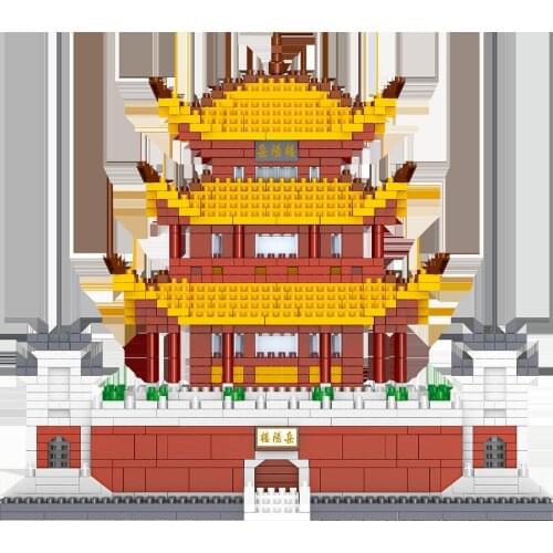 Chinese City Street View Architecture Yueyang Tower Model Building Blocks Micro Particles Educational Toys Gifts for Children