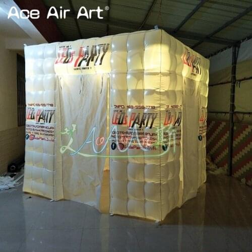Classical led lighting cabinet inflatable photo booth,Lets Party photo cubic with removable covers/props for USA and Mexico 16s