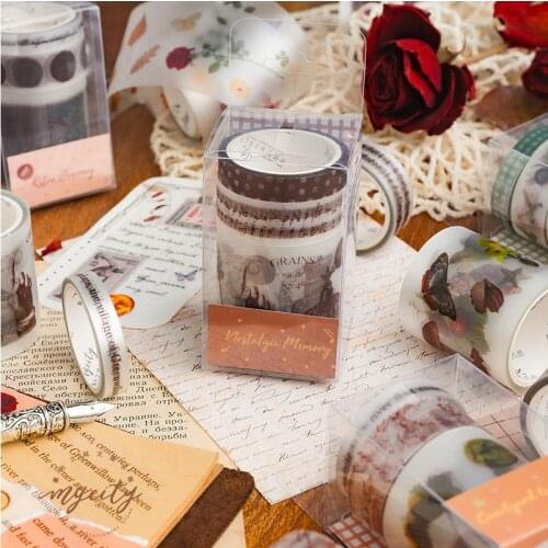 3pcs Retro Journey Memories Washi Tape Set PET Matte Baroque Flower Autumn Courtyard Adhesive Masking Tapes Stickers Deco A6185