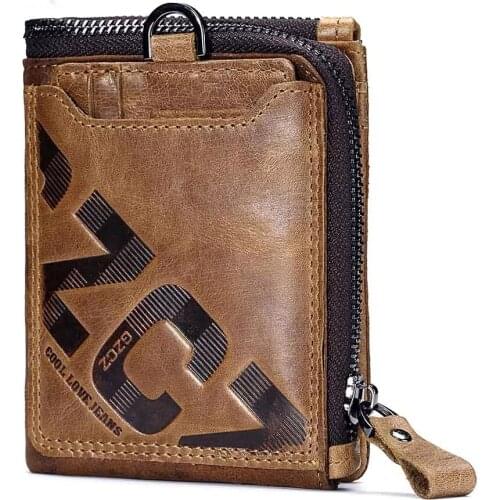 Mens Wallet Crazy Horse Genuine Leather Vintage Large Capacity Short Wallets Multi Function Casual Coin Purse Card Holder Retro