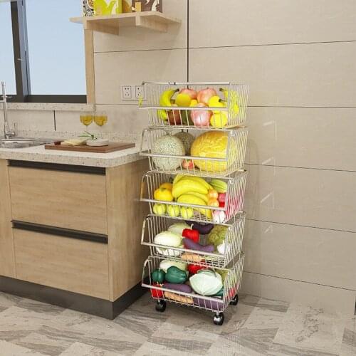 Kitchen racks home floor multi-layer storage racks dish rack vegetable rack basket storage rack supplies kitchen shelf