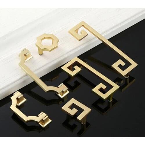LCH Top Quality Solid Zinc Alloy Chinese Style Brushed Gold Handle Cabinet Drawer Knob Door Pull Chinese Style Half Moon