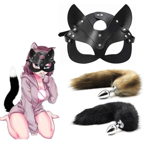 Fox Tail Anal Plug Fox Mask Headgear Bdsm Bondage Cosplay Sex Toys Sexy Half Cat Mask Halloween Party Erotic Costume Accessories